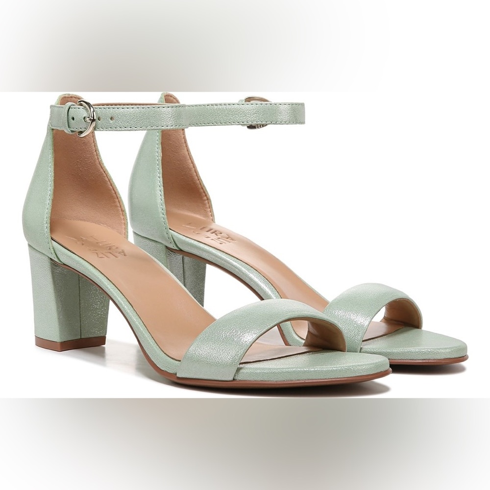 Naturalizer Vera dress sandal heel - spring mint leather size 7 wide